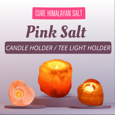 natural pink salt candle holder tee holder