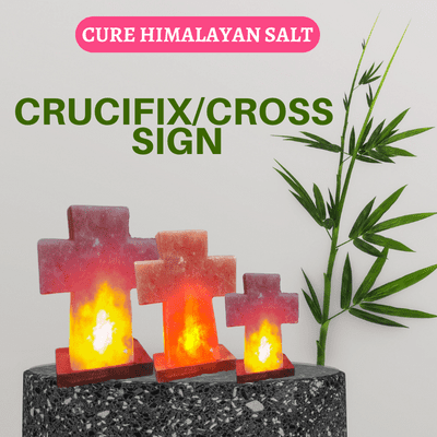 cure himalayan crucifix cross sign pink salt lamp